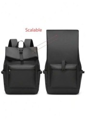 New Black Waterproof Flap Cover Backpack For Men Business Travel Commute Office Laptop Bag Leisure Outdoor Fitness Bookbag Middle School Student Gift Bag