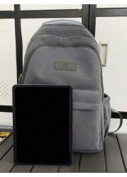 High Capacity Backpack For Teens Casual Nylon School Bag With Adjustable Strap Zipper Closure Polyester Lining Sewing Thread Detail Wet Wipe Clean 33 46inch Shoulder Strap Ideal For Outings