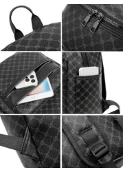 Large Capacity Printed Casual Backpack Fashion PU Leather Business Laptop School Bag