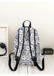 Men Dollar Print Casual School Bags Schoolbag School Backpack For School Daypack Laptop Bag Computer Bag Book Bag Rucksack Shoulder Bag Travel Bag Sport Bag College Bag Backpack Winter Christmas Gifts