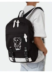 15 Inch Men Cartoon Bear Graphic School Bag School Bags Schoolbag School Backpack For School Daypack Laptop Bag Computer Bag Book Bag Rucksack Shoulder Bag Travel Bag Sport Bag College Bag Business Ou