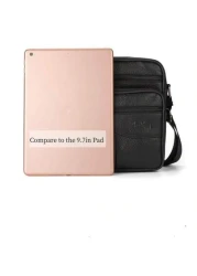 1PC Premium Black Genuine Leather Satchel Sleek Multi Purpose With Adjustable Strap Ideal For Everyday Style Function Shoulder Crossbody Sling Side Bag Work Weekend Travel Camping Summer Portable Slin