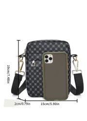 حقيبة كتف/متقاطعة صغيرة مربعة مصنوعة من جلد البولي يوريثان الأسود بطراز رجعي, حقيبة متعددة الوظائف للجامعة ول