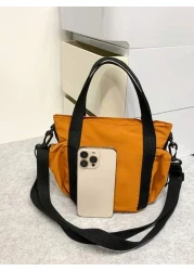 حقيبة عبر الجسم لون واحد، حقيبة يد أنيقة، حقيبة سفر وتسوق كاجوال متعددة الاستخدامات