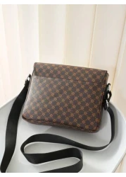 Flip Top Shoulder Bag European American Fashion Crossbody Bag Horizontal Large Capacity Business Casual Laptop Messenger Bag Floral Backpack