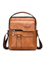 1pc Men s Shoulder Sling Bag New PU Leather Crossbody Bag Retro PU Leather Vertical Portable Handbag Business Shoulder Bag Valentine s Day Gift Gift For Husband Boyfriend Christmas Fall Pack Vintage B