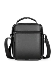 Men s Casual Genuine Leather Multifunctional Adjustable Shoulder Bag Black