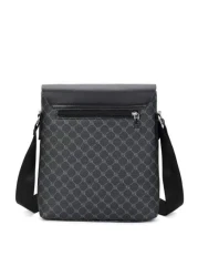 Men s Pu Leather Messenger Shoulder Bags Single Strap Flap Crossbody Bag College Valentine s Day Gift Vintage Old Money Bag For Valentines Day Gift Bag Classic Retro Printed Vintage Print Black Bag Hi