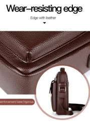 1pc Men s Shoulder Crossbody Waist Hand Chest Bag PU Water Proof Wear Resistant Material With Large Capacity Pockets Adjustable Strap Convenient And Portable New Fashionable Business Bag Ideal Gift Si