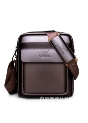 حقيبة رسول من الجلد اللامع للرجال، مناسبة للأعمال والسفر، حقيبة كروسبودي من الجلد الصناعي الأسود موضة الرجال