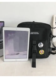 High School Students Multifunctional Sling Bag Shoulder Bag Casual Bag Men Letter Graphic Square Bag Schoolbag For Travel College Outdoor Sports Commute Multiple Pockets Messenger Bag Sling Bag Christ