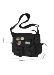 Preppy Style Nylon Crossbody Bag Large Capacity Messenger Bag For Outdoor Activities School Work Travel Daily Use Sling Shoulder Side Vacation School Summer Carry On Black Personalized Gifts Dad Husba