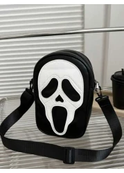 حقيبة كروس بو جلدية مع سحاب للتخزين الخارجي لعيد الهالوين