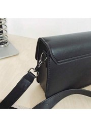 حقيبة رسول عادية للجنسين، حقيبة كتف بطراز بريطاني عصري، حقيبة يد صغيرة مربعة ذات لون واحد وإغلاق بغطاء، متعدد