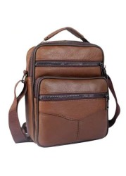 Top Grain Leather New Business Men s Messenger Bag Multi Layer High Capacity Lightweight Suitable For Commuting Travel Shopping Soft Texture Wear Resistant Waterproof