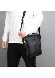 PU Leather Crossbody Bag For Men Casual Shoulder Bag For College Students