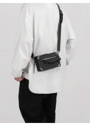1pc Crossbody Bag Shoulder Bag Apricot Black Brown Elevated Style Sling Vacation School Summer Waterproof Mini Carry On PU Leather Black Personalized Gifts Boyfriend College Bag Freshman Vintage Trave