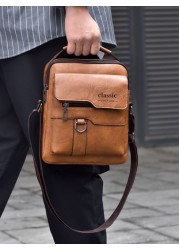 2pcs Set Retro Messenger Bag PU Leather Shoulder Bag With Wallet Large Capacity Headphone Hole Casual Minimalist Style For Commuting Business Travel Gifts For Friends Family Summer Summer Bag Spring B