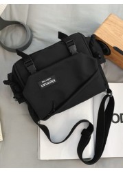 Men Patch Detail Waterproof Messenger Bag With Bag Charm Handbag Schoolbag Sling Bag Sport Bag For High School University Student For Travel College School College Bag Summer Dad Freshman For Books Mu