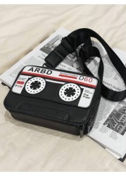 peach tree Peach Tree Men Shoulder Bag Crossbody Bag PU Waterproof Box Style Radio Cassette Retro Casual Messenger Bag Game Console Bag Travel Holiday Essential Gift For Young Men Halloween Christmas