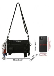 Letter Graphic Bucket Bag With Bag Charm Casual Crossbody Bag Sling Bag Shoulder Bag Side Bag Square Bag For Holiday Travel Essentials School Bag For College Students Summer Gifts For Boyfriend Colleg