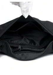 1 قطعة حقيبة كتف/حقيبة متقاطعة من الألياف البوليستر باللون الأسود الداكن ذات تصميم بسيط مناسبة للمواعدة والسف