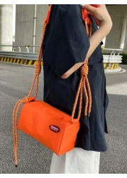 حقيبة كاجوال رجالية للكتف مائلة، من النايلون الأخضر، قابلة للتعديل، بطراز شوارع، بدون طباعة، يمكن غسلها بالي