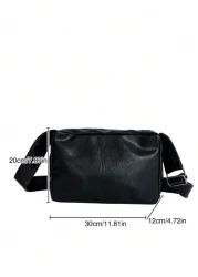 حقيبة كاجوال عصرية من الرجال من جلد PU مقاوم للماء بحزام عريض، بشكل مربع وحجرة واحدة للتنقل اليومي أو السفر، حق