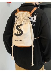 Mini Bucket Bag Letter Print Drawstring Handbag Schoolbag Sling Bag Sport Bag For High School University Student For Travel College School Shoulder Bag Crossbody Bag Gifts Scream Men Bag Winter Outdoo