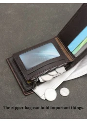 HOVI S Men s Stylish Casual Vintage Short Wallet Multi Slot Multi Functional Portable Billfold Coin Wallet