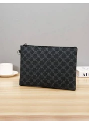 PU Printed Men s Clutch Bag Wristlet Christmas Gifts For Men Fall Scream Men Bag For Men Wallet Hand Bag Men Thanksgiving Travel Winter Purse Holiday Wash Bag Old Money Merry Christmas Handbag Wristle