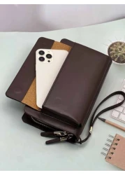 KAIDUCH Fashion Vintage Clutch Purse Casual Large Capacity Double Zipper Handbag Cell Phone Bag Card Organizer Wallets Card Cases Money Organizers Clutch Handbag Wristlet Work Weekend Travel Camping S