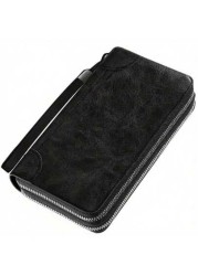 Hot New Retro Large PU Leather Wallet Double Zipper Clutch Long Leather Phone Purse Business Hand Clutch Bag Card Holder Travel Must Haves Wristlet Wallet Purse Essential Items Men Christmas Gifts Gif
