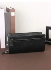 HOVI S Classic Solid Color Retro Clutch Bag Simple Business Large Capacity Lightweight Waterproof Men s Daily Commuting Mobile Phone Bag