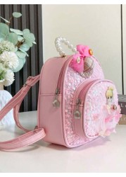 low tea 1 قطعة حقيبة ظهر بنمط القواقع اللامعة وشكل الأميرة، تصميم كرتوني، حقيبة مدرسية سفر، حقيبة ظهر، حقيبة مدرس
