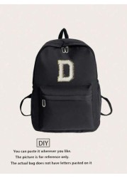 قطعة واحدة 26 حرف الأبجدية DIY العودة إلى المدرسة حقيبة مدرسية كبيرة السعة أنيقة متعددة الوظائف ظهر حقيبة محفظة