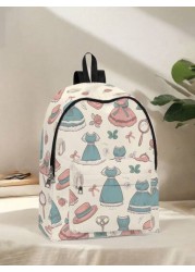 1pc Backpack With Colorful Paw Print Pattern Zipper Closure Pockets Backpack Suitable For Boys And Girls Daily Use For School And Outings