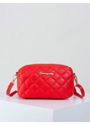 Quilted Zipper Square Bag Metal Letter Decor Shoulder Bag Adjustable Fashionable Girls Crossbody Bag Casual Phone Pouch