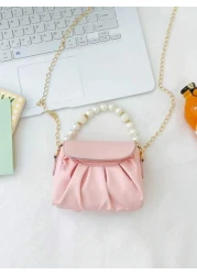 قطعة واحدة حقيبة كتف منسدلة بسلسلة اللؤلؤ الأنيقة المصنوعة من ال- PU المُبرمة بإتقان وبتصميم متناسق عالي الجود