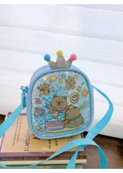 1pc Pu Zipper Closure Fashion Sweet Cute Princess Style Cartoon Capybara Shiny Square Bag Versatile Casual Highly Attractive Bag Multiple Colors To Choose From Suitable For Going Out Outdoor Daily Use