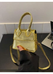 قطعة واحدة حقيبة الكتف المربعة الصغيرة ذات موحد اللون بنقشة تمساح على الطراز الغربي ذات طابع شخصي عصري، مناسب