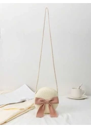 Children s Woven Straw Crossbody Bag For Beach