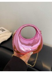 حقيبة يد بسيطة 1 قطعة، حقيبة هلالية من الاكريليك، حقيبة سلسلة لامعة جديدة، حقيبة يد ذات كتف واحد، عصرية، متعدد