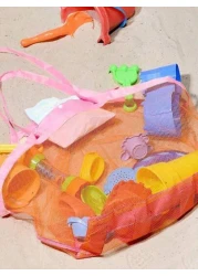 قطعة واحدة شبكية حقيبة شاطئ للأطفال في الصيف، تصميم مقاوم للماء لتخزين لعب الرمل، حقيبة منظمة لأدوات الحفر في