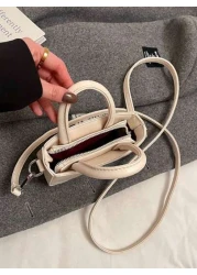 1 حقيبة يد بسيطة وأنيقة للبنات، حقيبة كتف وعبر الجسم من جلد PU ذات لون أحادي مع حرف