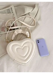 زجانة حمل صغيرة على شكل قلب عالية الجودة للبنات ، بطراز أنيق وحلو ، حقيبة حمل يدوية أو على الكتف ، بطراز كوليجي