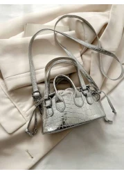 1pc Plain PU Leather Stone Texture Handbag Fashion Versatile Shoulder Crossbody Bag Suitable For Everyday Use