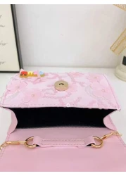 Sanrio A Kuromi Children s Bag A Multi Color Bead Handbag A Cartoon And Cute Accessory Bag A Mini And Small Handbag Bag A Daily Travel Clothing Matching Bag A Closed Shoulder Bag