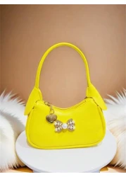 حقيبة يد للفتيات مزينة بالفصوص والخرز بشكل فيونكة، حقيبة أطفال صغيرة جديدة موضة خريف/شتاء بطراز أميري، محفظة