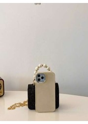 Rhombic Fashion Mini Pearl Chain Handbag Mini Children s Shoulder Bag Square Mini Bag